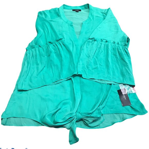 Alfani Women's PLUS Size Tie-Hem Green Blouse NWT - Picture 7 of 8